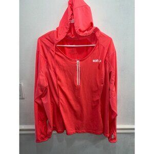 Safira womans sweater plus size 2X bright orange hooded long sleeve